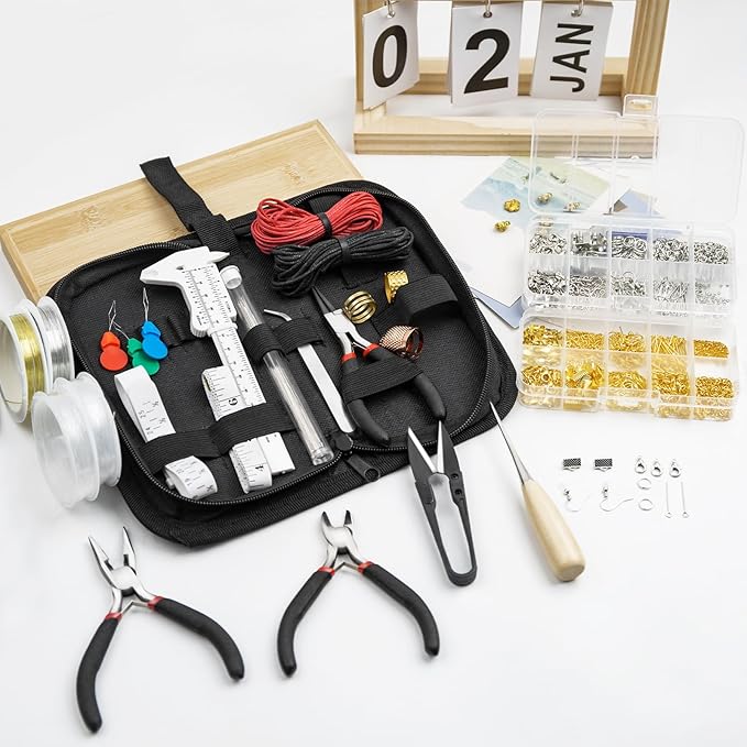 GTAAOY Jewelry Making Kit for Adults, Jewelry Making Supplies Kit with Wire Wrapping,Pliers,Craft Ring Wire,Earring Charms, Findings for Jewelry Repair and Beading