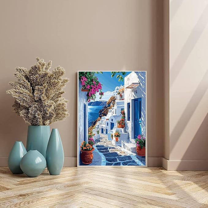 WUDWL Diamond Art Kits for Adults Beginner, Coastal City DIY Modern Diamond Painting Kits 5D Diamond Dots Gem Art Crafts with Tools,Round Full Drill Funny Crafts for Home Wall Decor&Gift-12x16inch