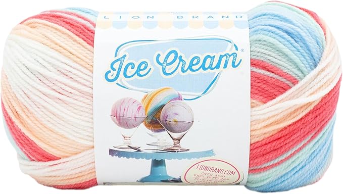Lion Brand Yarn, Ice Cream Baby Yarn for Knitting, Crochet, and Crafts, Twinberry Cheesecake, 1 Pack, DK Weight Colorful Acrylic Fiber for Baby Blankets, Hats, and Sweaters