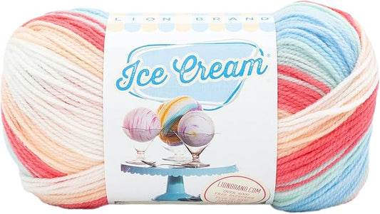 Lion Brand Yarn, Ice Cream Baby Yarn for Knitting, Crochet, and Crafts, Twinberry Cheesecake, 1 Pack, DK Weight Colorful Acrylic Fiber for Baby Blankets, Hats, and Sweaters