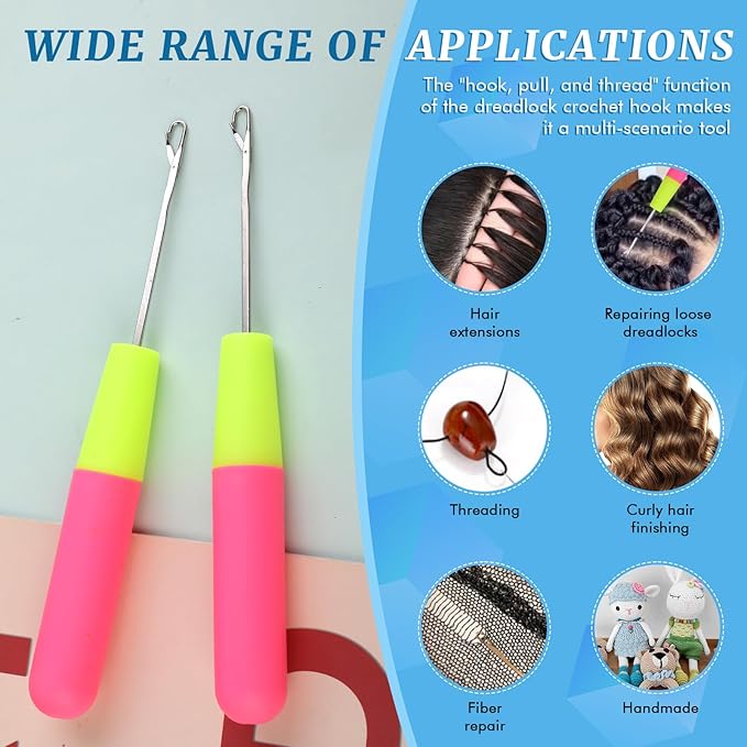 MORFEN 2 Pcs Latch Hook, Different Sizes Latch Hook Tool (0.2in + 0.15in), Crochet Needles for Hair, Hair Crochet Hook for Scarf Carpet Making and Art Crafts