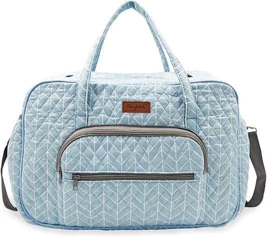 Yarn Storage Organizer, Knitting Crossbody Bag, Large Crochet Tote Bag Yarn Holder Case for Carrying Projects, Knitting Needles, Crochet Hooks and Other Accessories (Blue Chevron)