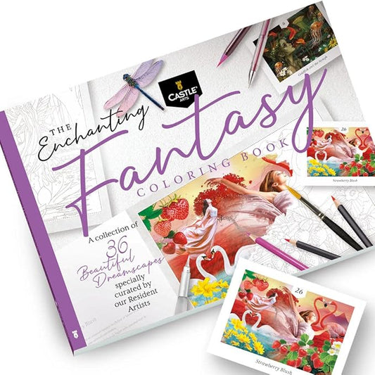 Castle Arts Fantasy Colouring Book | 36 Fantastic Dreamscapes Curated by in-House Artists to Relax You | with Colour Reference Guide | No Show-Through Artist Grade Paper | Frameable Landscape A4 Size