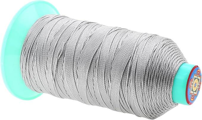 Mandala Crafts Size 346 210D T350 Bonded Nylon Thread - Silver 415 YDs Tex 350 Heavy Duty Sewing Threads for Leather, Jeans, Weaving, Outdoor Marine Upholstery