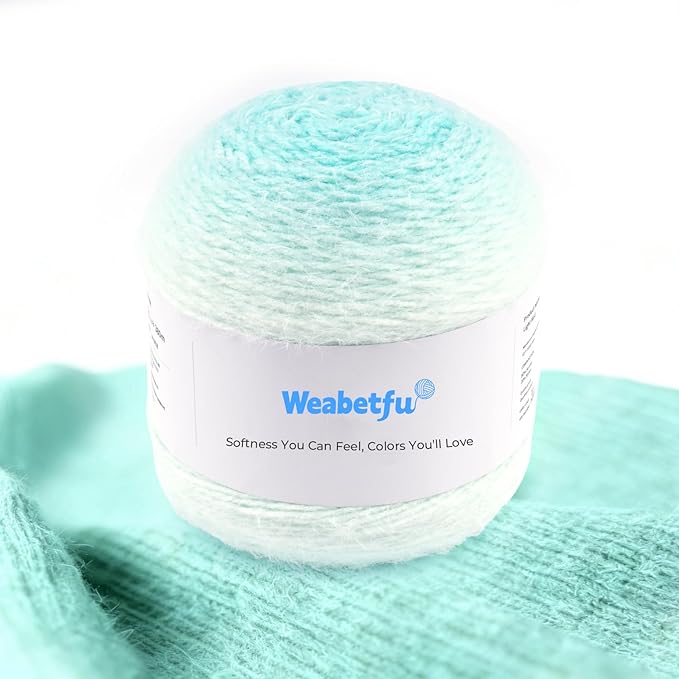 Weabetfu Gradient Cake Yarn for Crocheting & Knitting-Ombre Yarn Cake of 200g/7.05oz.-80% Acrylic,20% Nylon|Light Weight&Soft Crochet Yarns for Scarves,Blankets & Garments-11