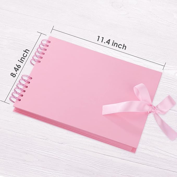 Gotideal 80 Pages Scrapbook Album with 10 Metallic Markers, Craft Paper Photo Album for Wedding and Anniversary, Family DIY Scrapbook Accessories with Scrapbooking Stickers Corners(Pink)