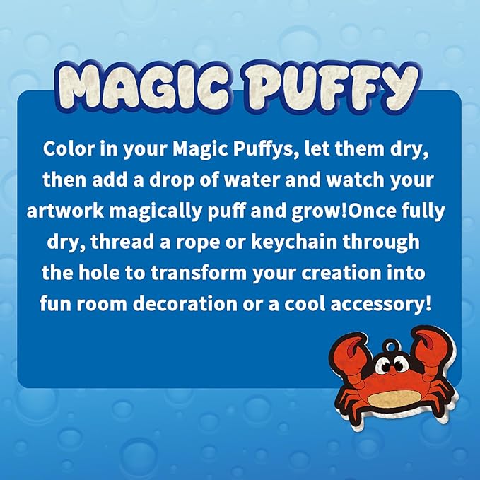 MZYTOZA Magic Foam Texture Painting Kit - 3D Art Craft Aqua Magic Puffs Paint Kit, 15 Mess-Free Paint by Number Craft for Kids（Marine Animals