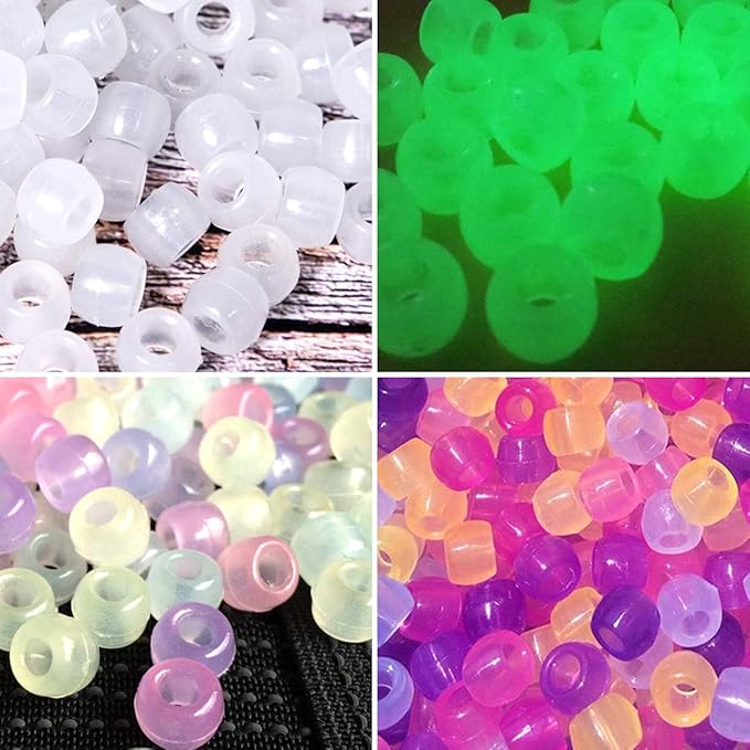 korlon 1500 pcs uv beads, glow in the dark beads for bracelets, crafts, 8mm friendship bracelet kit hair kandi color changing pony bead with crystal elastic string & 2 elastic cords