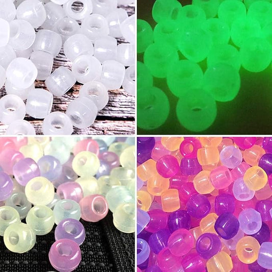 korlon 1500 pcs uv beads, glow in the dark beads for bracelets, crafts, 8mm friendship bracelet kit hair kandi color changing pony bead with crystal elastic string & 2 elastic cords