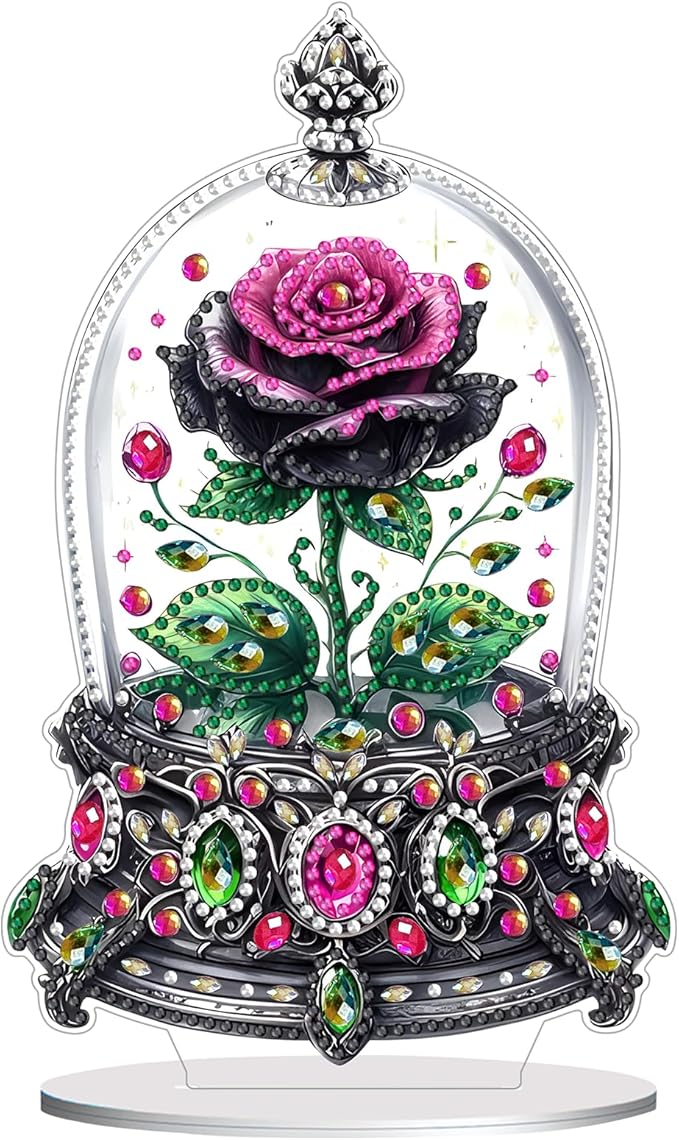 hyzsj DIY Diamond Desktop Ornament Flower Crystal Diamond Art Painting Tabletop Ornaments Single Sided Diamond Ornament for Adult Beginner Home Office Decor Crafts Gift ﻿