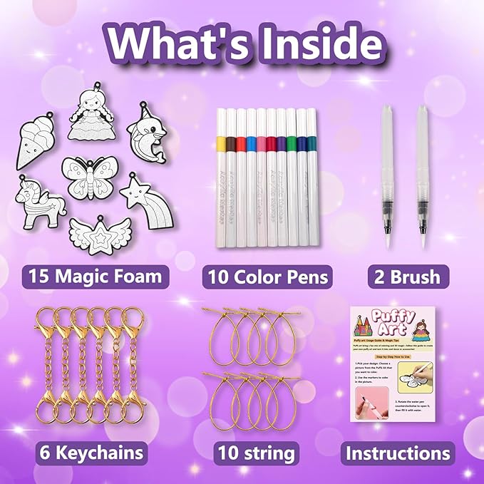FoilColoring 3D Art Kit-Puffy Art.Magic Foam Texture Painting Kit.Mess-Free Craft for Kids.Travel and Creative Gift for Girls & Boys Ages 4, 5, 6, 7, 8, 9, 10