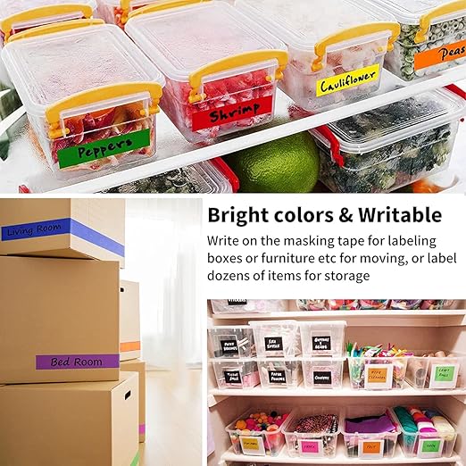 Colored Masking Tape, Color Painters Tape for Kids, 12 Rolls 2/3 inch Wide x 14 Yards Each, Colorful Paper Tapes Rainbow Colors for Labeling Packing, Painter Tape Variety Pack, Craft Tape
