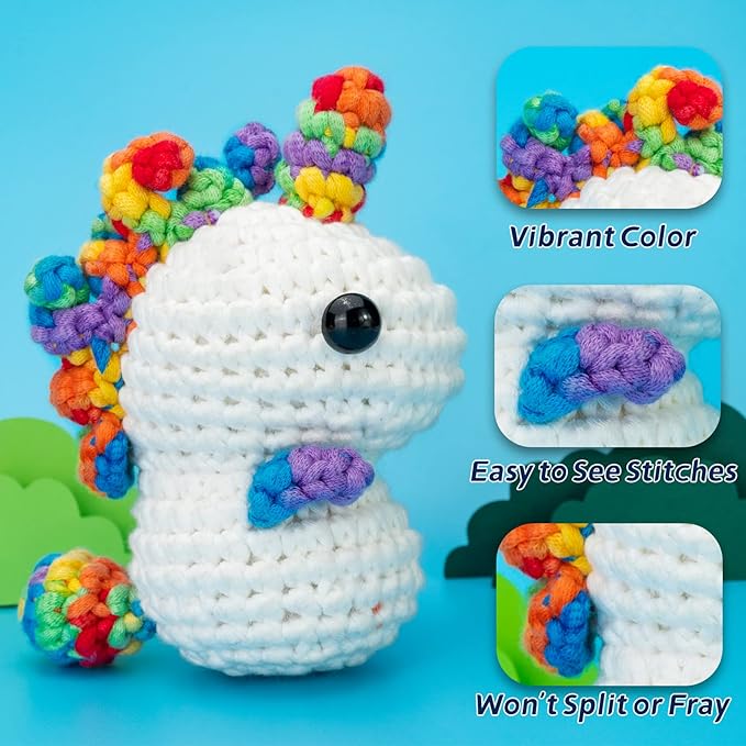 120g Ice Color Yarn for Crocheting and Knitting; Rainbow Yarn for Beginners with Easy-to-See Stitches;Worsted-Weight Medium #4;Yarn for Beginners Crochet Kit Making