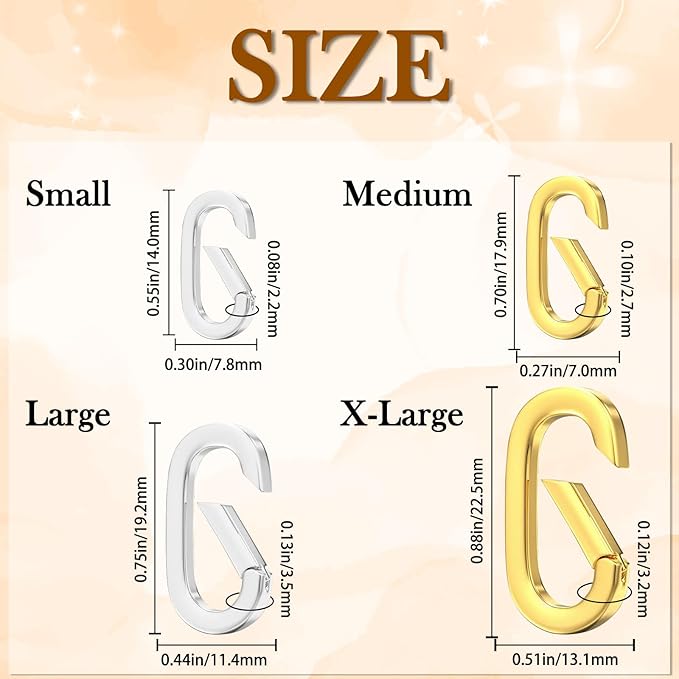 5PCS Oval Clasp Carabiner Necklace Connector Stainless Steel Spring Clasps Bracelet Closures Keychain Lock Clasps Necklaces Clips Key Rings Bracelets Shortener for Jewelry Finding DIY Making Kit (A8)
