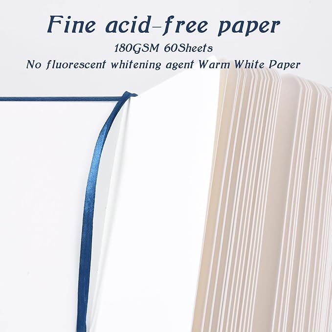 Mix Media Pad,3.5"x5.5" Small Hardcover Leather Art Sketchbook,60 Sheets(112lb/180gsm) Heavyweight Acid Free Artistic Painting Drawing Sketching Paper, Handy Pocket Journal Sketchbook.Dark Blue