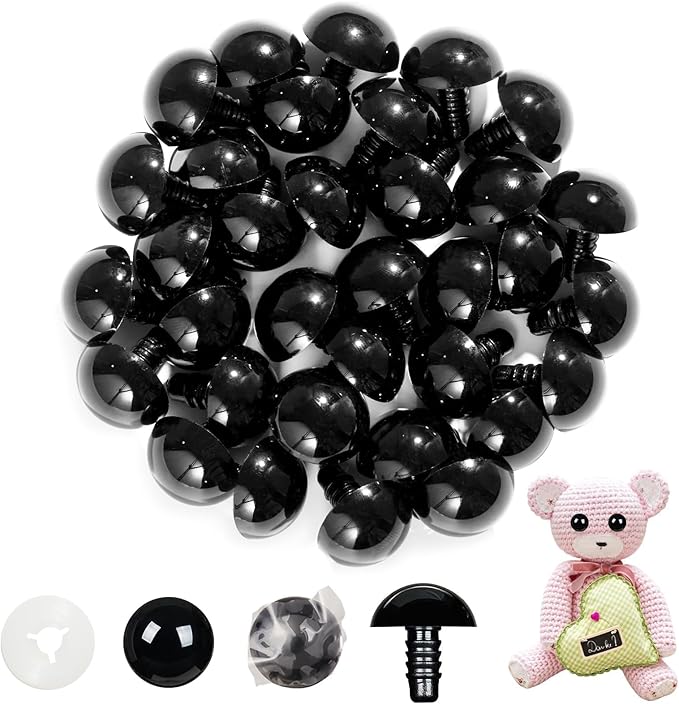 Vanblue 40pcs 20mm Upgraded Safety Eyes for Crocheting Amigurumi Eyes for Crochet Animals with Washers Craft Eyes Doll Eyes Stuffed Animal Eyes Gift for Crochet Lovers Halloween Decorations
