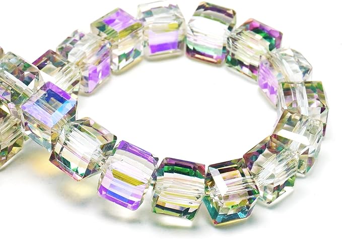 4mm Sparkle Cube Crystal Beads for Jewelry Making - Faceted Spacer Beads for Bracelets(94-100pcs, Translucent Purple)