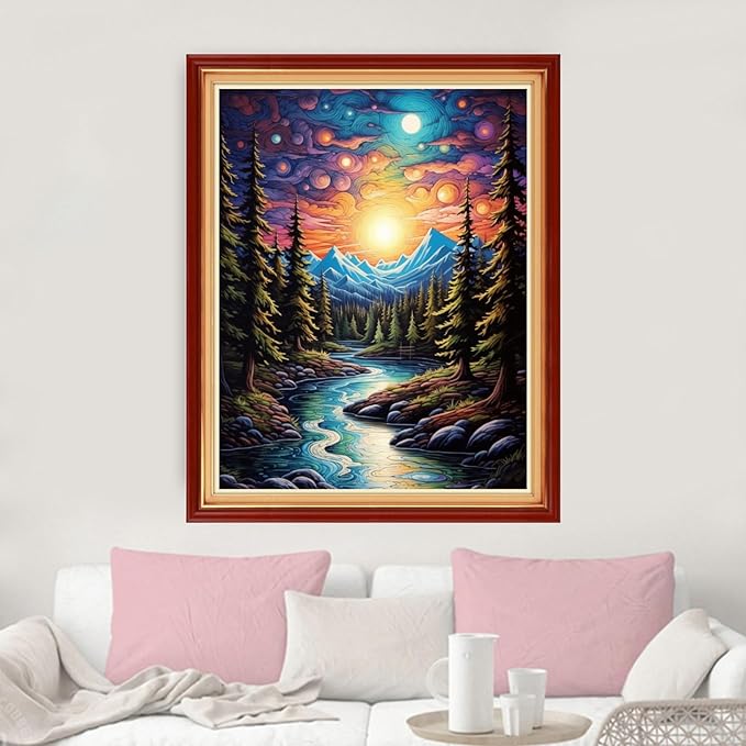 dimxvean stamped cross stitch kits,cross stitch kits for adults beginners,embroidery kits full range of cross stitch stamped kits needlepoint kits cross stitch patterns-night view 16x20 inch