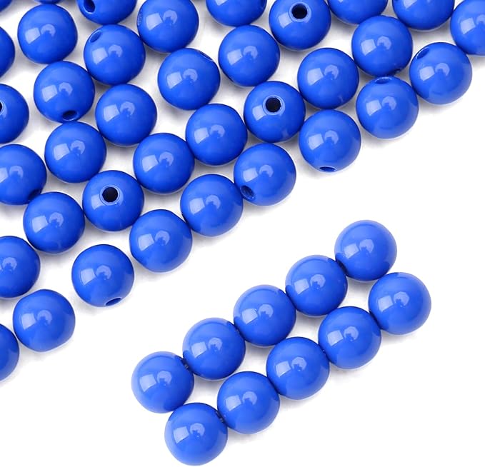 bonny boxx 500pcs 8mm smooth sapphire acrylic round beads, plastic resin bubblegum balls chunky gumball beads for necklace and bracelet making, crafting supplies