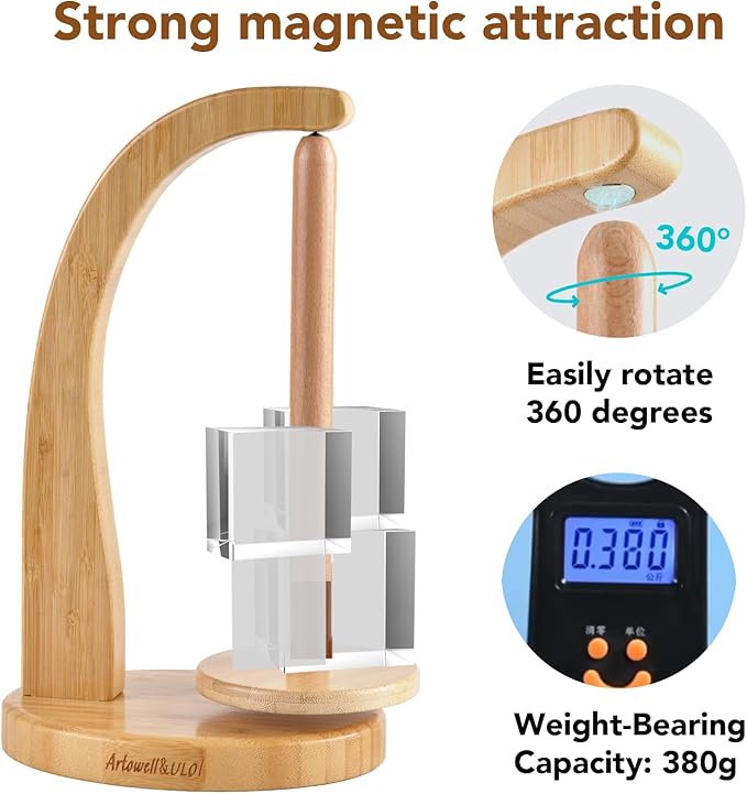 ULOI Crochet Yarn Holder - Upgrade with Crochet Accessories Storage Attachment, Magnetic Wooden Yarn Storage for Knitting Accessories, Perfect for Crocheting and Knitting Projects, Natural Wood Finish