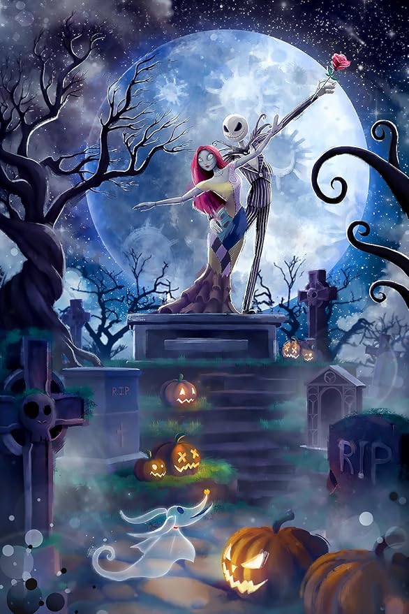 CAMOYAI Halloween Diamond Painting for Adults - Horror Jack 5D DIY Full Round Drill Diamond Art Kits, HD Canvas Painting Craft Gem Art for Home Wall Decor and Gifts 12 x 16 inch