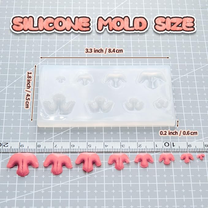 Nuvretk 8 Cute Silicone Molds for Needle Felting - Cat Nose Shapes for Stuffed Animals, DIY Crafts, and Accessories (Garfield)