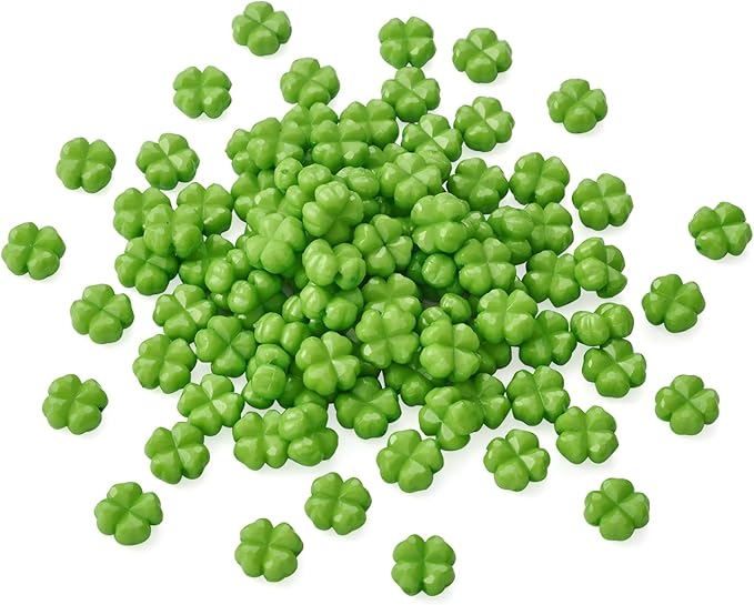 FASHEWELRY 100pcs Acrylic Clover Beads Acrylic St. Patrick's Day Beads Four Leaf Clover Beads Green Shamrock Loose Beads for Bracelets Necklaces Key Chains Jewelry Making