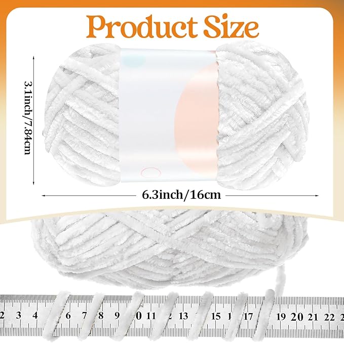 Woanger 20 Skeins Soft Chenille Yarn Velvet Blanket Yarn for Crocheting Hand Knitting Weaving DIY Craft, 93 Yards Each (Novel Color)