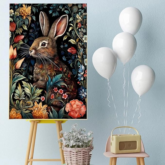 EIBEILI Diamond Painting Kits for Adults DIY 5D Diamond Art Paint with Round Diamonds Full Dril Gem Rabbit Art Painting Kit for Home Wall Decor Gifts 12x16inch