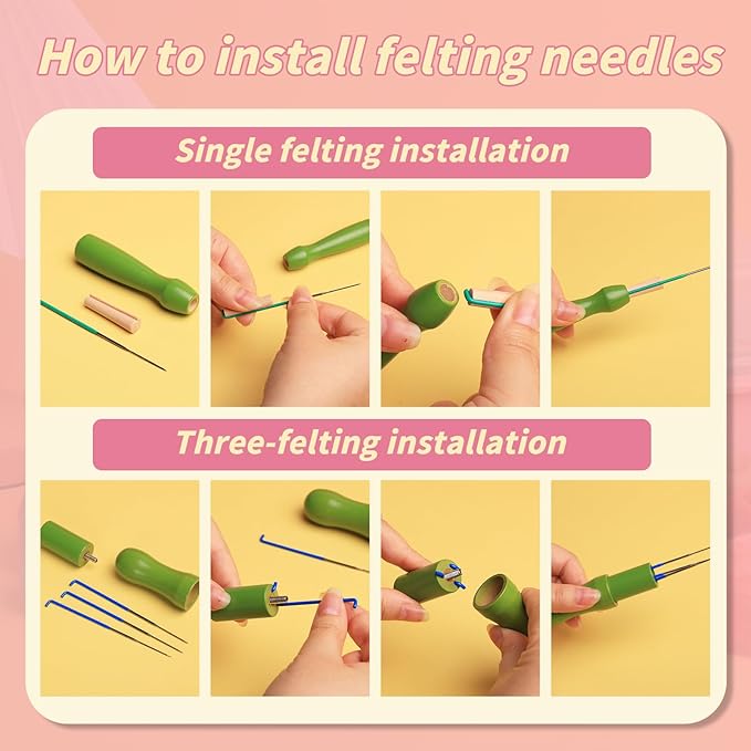 JUPEAN 221 Pcs Needle Felting Kit Needle Felting Starter Kit Needle Felting Supplies Including 43 Color Wool Roving Felting Molds Foam Mat and 4 Sizes Felting Needles for DIY Craft Project