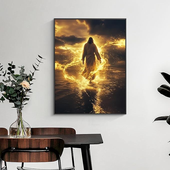 Yezavesu Jesus Diamond Art Kits for Adults, Jesus 5D Diamond Painting Kit for Beginners, DIY Round Full Drill Painting with Gem Art Kits for Home Wall Decor 12x 16 Inch