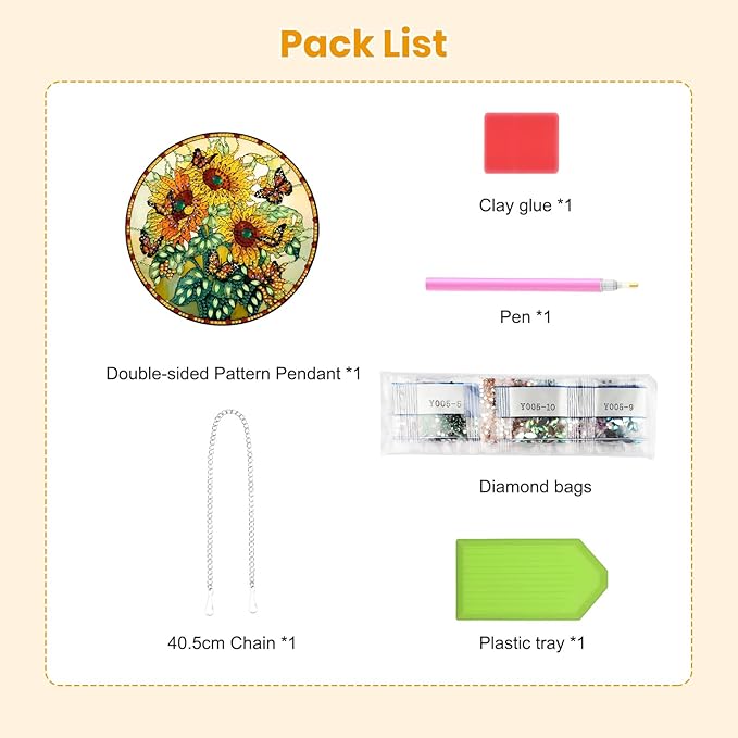 EOBROMD Diamond Hanging Art Kits for Adults, Sunflower Suncatcher Diamond Art Painting, DIY Special Shaped Rhinestone Kits for Adults, Window Pendants Home Garden Wall Hanging Ornament