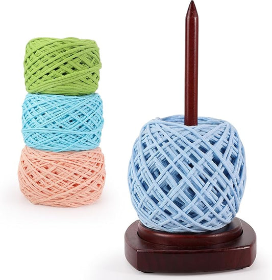 Caydo Wooden Yarn Holder for Knitting and Crocheting, Easy Install and Operate Yarn Spinner Holder, Yarn Spinner with Yarn Storage, Perfect Crochet Gift for Craft Enthusiasts - Brown