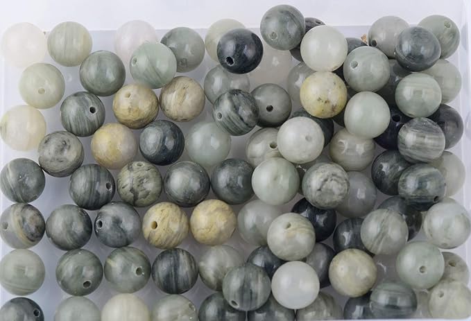 Natural Stone Beads 100pcs 8mm Green Grass Agate Taiwan Green Jade Round Stone Beading Loose Gemstone Hole1mm DIY Smooth Beads for Bracelet Necklace Earrings Jewelry Making (Green Grass Agate, 8mm)