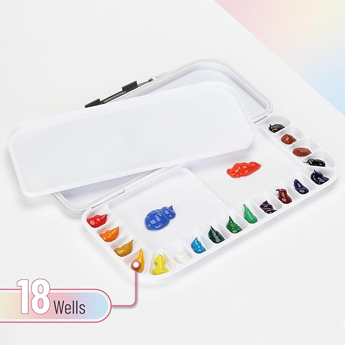 Mr. Pen Airtight Watercolor Palettes - 4 Pack, 18 Wells and 2 Mixing Areas, Folding Paint Tray with Lid