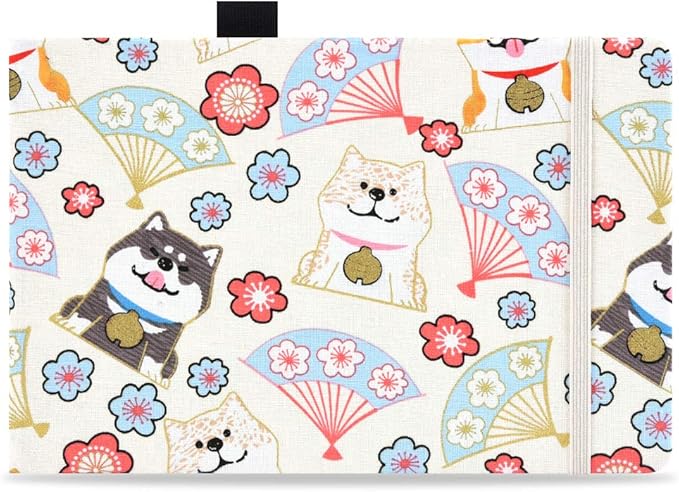 5" x 8" 220gsm Watercolor Journal Hardbound 80pgs（40 Sheets Front Back 2 Textures） Travel Size for Calligrapher Colored Pencil Watercolor Sketch Doodles Book Handmade Cloth Cover Notebook Akita Dog