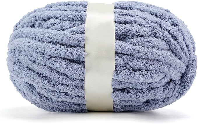 Chunky Yarn for Hand Knitting, Jumbo Chunky Yarn for Crocheting, Chunky Chenille Yarn, 1 Pack (32 yds 8.5 oz Each Skein),#7, Dark Grey