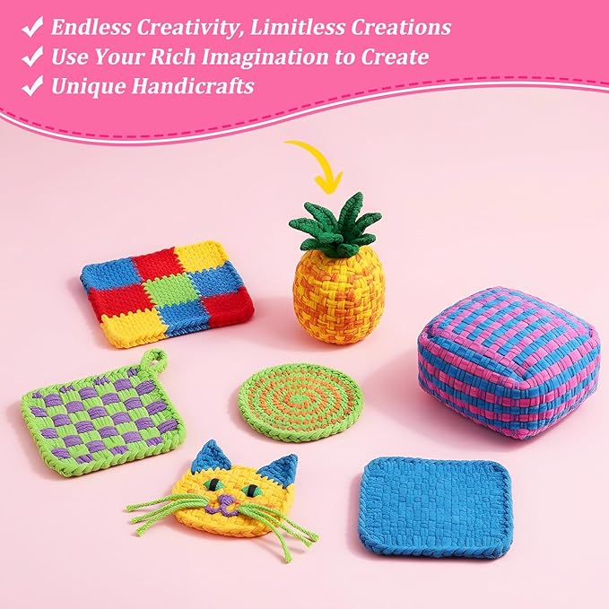 Kifmurase 1000 Pcs Refill Loops for 7 Inch Weaving Loom, 10 Colors Loom Loops for Potholder Making, Elastic Weaving Loop Craft Flexible Loom DIY Kit Craft Bands for Adults DIY Projects Gifts