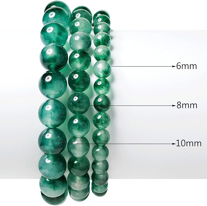 8mm Natural Aquatic Chalcedony Round Bead - 45PCS Bulk Gemstone Beads for Jewelry Making, DIY Bracelets, Necklaces - Includes Crystal Stretch Cord - Stone Beads for Crafting Gifts