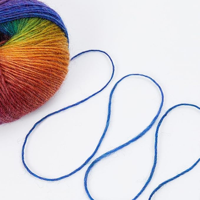 NICEEC 2 Skeins Rainbow Soft Yarn 100% Wool Gradient Multi Color Yarn for Crocheting Knit Total Length 180m×2(196yds×2,50g×2)-1#