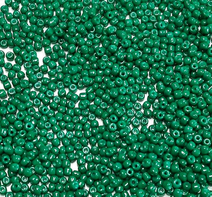 Perlin Glass Seed Beads 2mm 11/0 Round Mini Small Pony Beads 6500pcs for Making Earrings Bracelets Pendants Waist Jewelry DIY Handmade Opaque Color Kit (Dark Green)