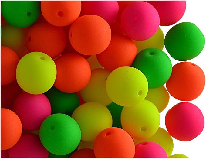 SCARA 100 pcs Czech Glass Round Beads 0.31 inches (8mm), Warm NEON (UV Active) Glass Beads for Jewelry and Bracelets Making, Beads for Bracelets, Bead kit Warm NEON Mix