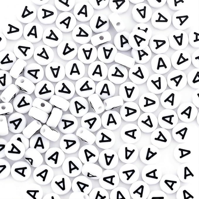 sunrica 300pcs vowel letter beads for friendship bracelets making 4x7mm individual round white alphabet beads a