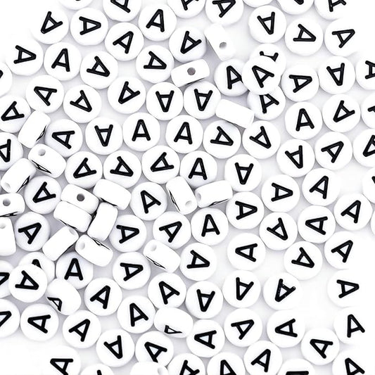 sunrica 300pcs vowel letter beads for friendship bracelets making 4x7mm individual round white alphabet beads a