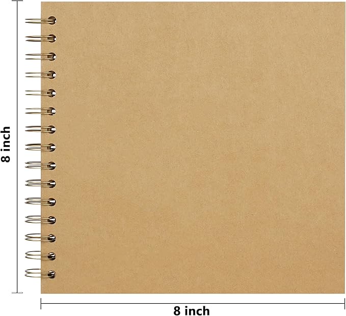 Vienrose DIY Scrapbook Album 8x8 Inch Hardcover Kraft Paper Scrap Book Photo Albums with 40 Blank Pages for Wedding Baby Shower, Kraft Color