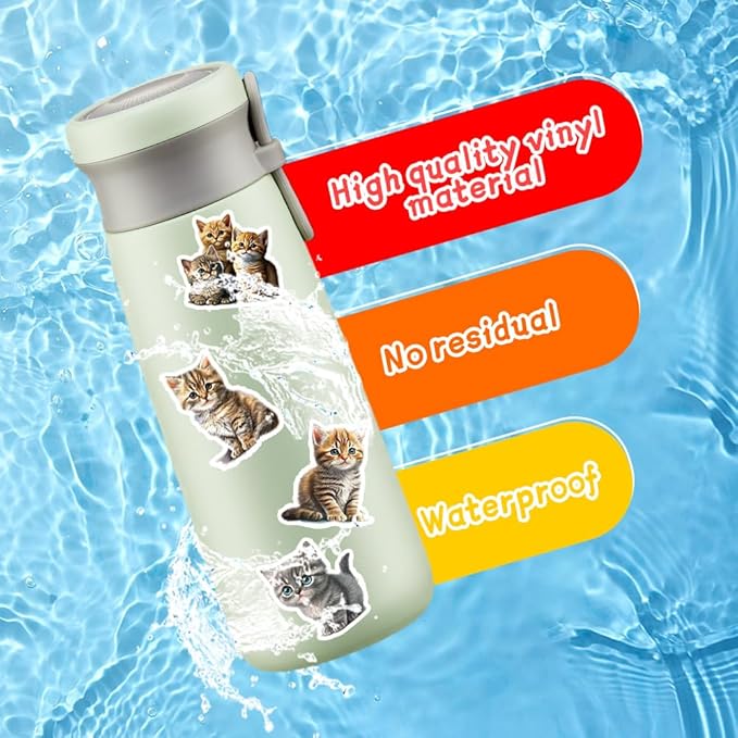 50Pcs Waterproof Vintage Stickers,Scrapbooking Supplies Kit,Aesthetic Decorative Craft Sticker for Planner, Bullet Journaling, Junk Journal, Water Bottles, Laptop, Retro Craft.Kitten