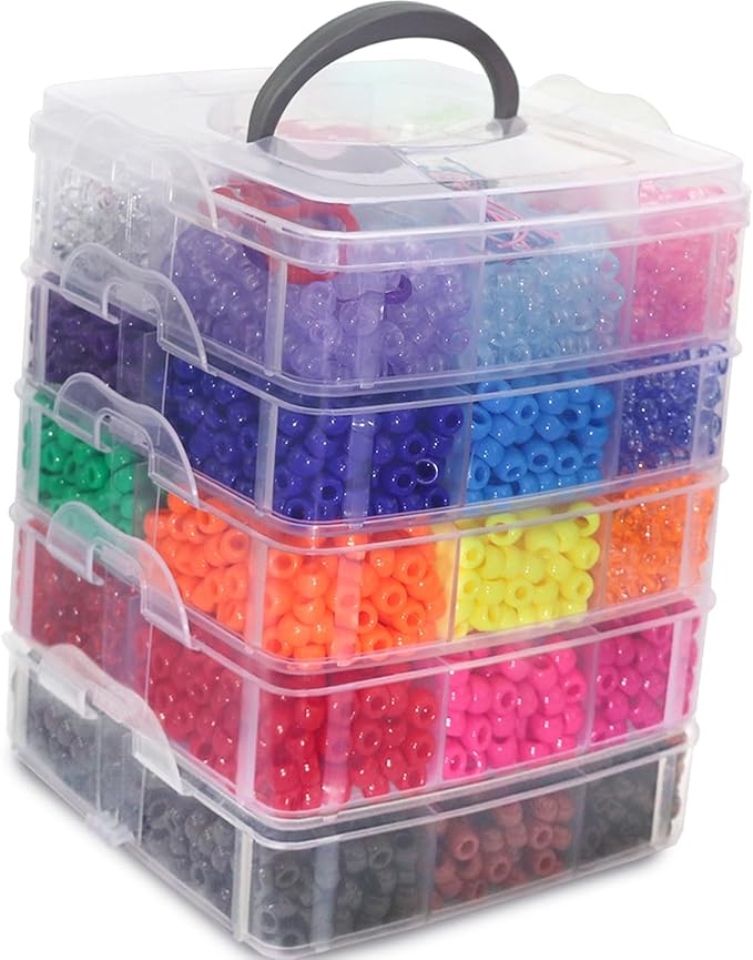 5700Pcs Pony Beads Bulk,30 Colors Rainbow Kandi Bead for Hair Braiding Friendship Bracelet Making Kandi Jewelry Key Chains DIY Crafts Chirstmas Gifts