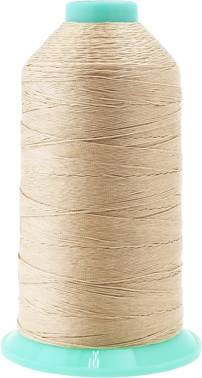 Mandala Crafts Size 138 420D T135 Bonded Nylon Thread - Cream 1250 YDs Tex 135 Heavy Duty Sewing Threads for Leather, Jeans, Weaving, Outdoor Marine Upholstery