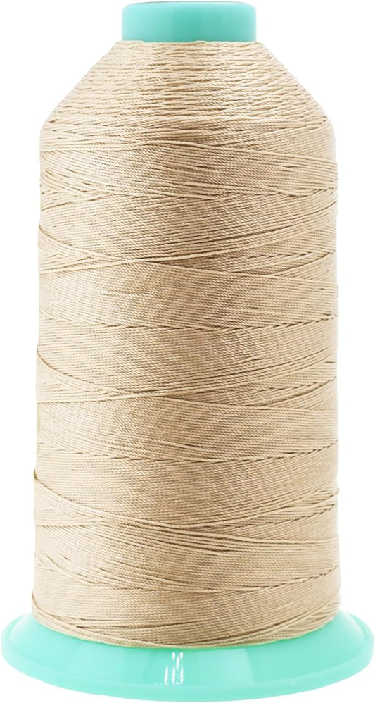 Mandala Crafts Size 138 420D T135 Bonded Nylon Thread - Cream 1250 YDs Tex 135 Heavy Duty Sewing Threads for Leather, Jeans, Weaving, Outdoor Marine Upholstery
