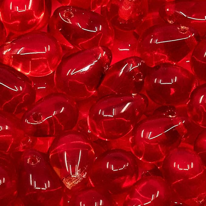 Czech 50-Piece Glass Beads, 6x9mm, Teardrop Siam Red